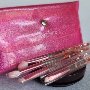 Glamrierre 4 Piece Pink Glitter Makeup Brush Set with Carrying Case